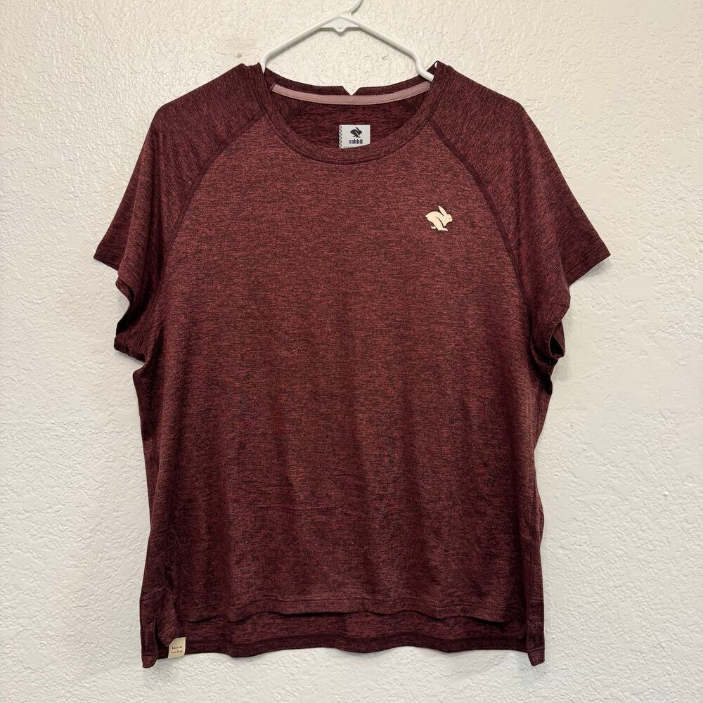 Rabbit WOMEN'S RABBIT ES TEE Short Sleeve Burgundy Lounge Active Size XL - Picture 2 of 5